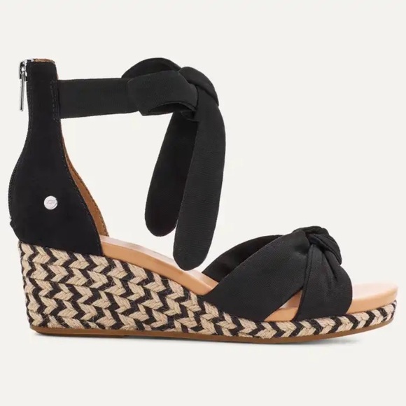 UGG Yarrow Platform Wedge Sandal Women’s Size 9 Black NEW - Picture 2 of 11